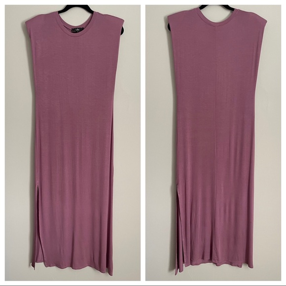 NWT Lulu's Daily Fave Mauve Purple Padded Shoulder Sleeveless Maxi Dress small - Picture 12 of 13